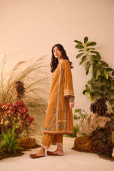 DC-2120 MUSTARD KHADDAR 2PCS EMBROIDERED KURTA WITH TROUSER